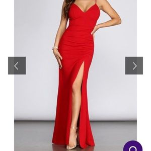 Windsor Red Ruched Formal Dress